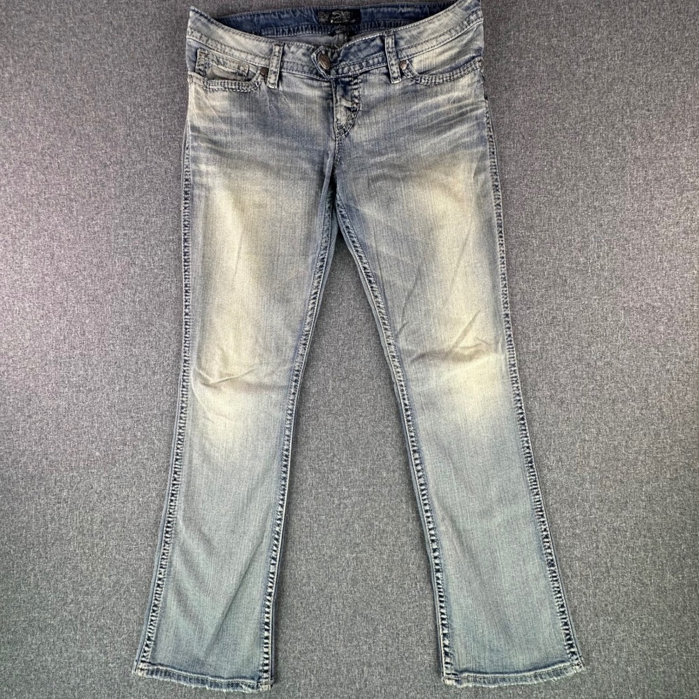 Silver Jeans Co. Jeans Womens 32 Tuesday Blue Slim Bootcut Light Wash Distressed